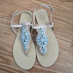 Jessica Simpson Jeweled Beach Wedding Sandals Size 8